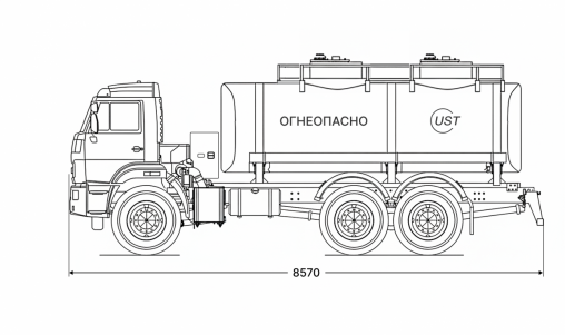 Чертеж: Автотопливозаправщик АТЗ-16/2 на шасси Камаз 65224-53 (насос СВН-75)