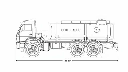 Чертеж: Автотопливозаправщик АТЗ-11 на шасси Камаз 65115-48 (насос СВН-80)