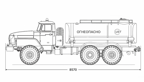 Чертеж: Автотопливозаправщик АТЗ-10 на шасси Урал 4320-72Е5 (насос СВН-80)
