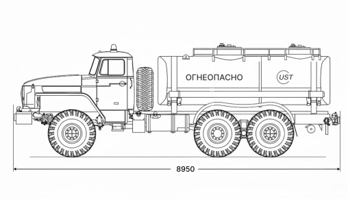 Чертеж: Бензовоз АЦ-10/2 на шасси Урал 4320-60Е5 (насос СВН-80)